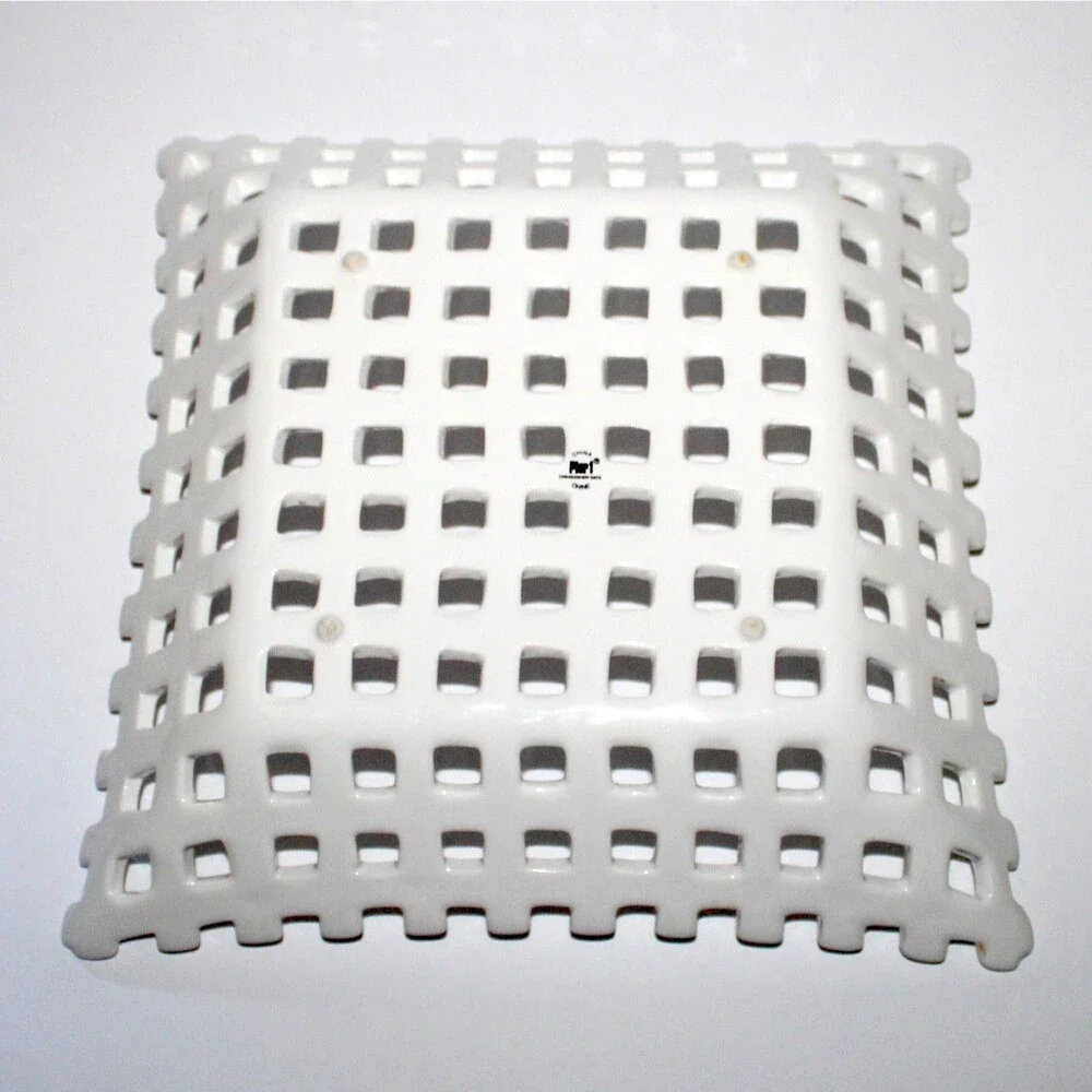 Pier 1 White Ceramic Lattice Bowl fruit basket weave 11